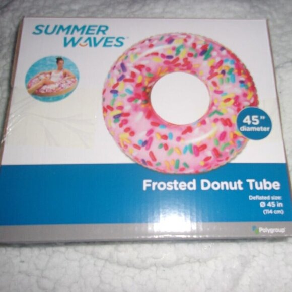 Summer Waves Inflatable Frosted Donut Tube Pool Float New In Box 45” In Diameter - Picture 2 of 2